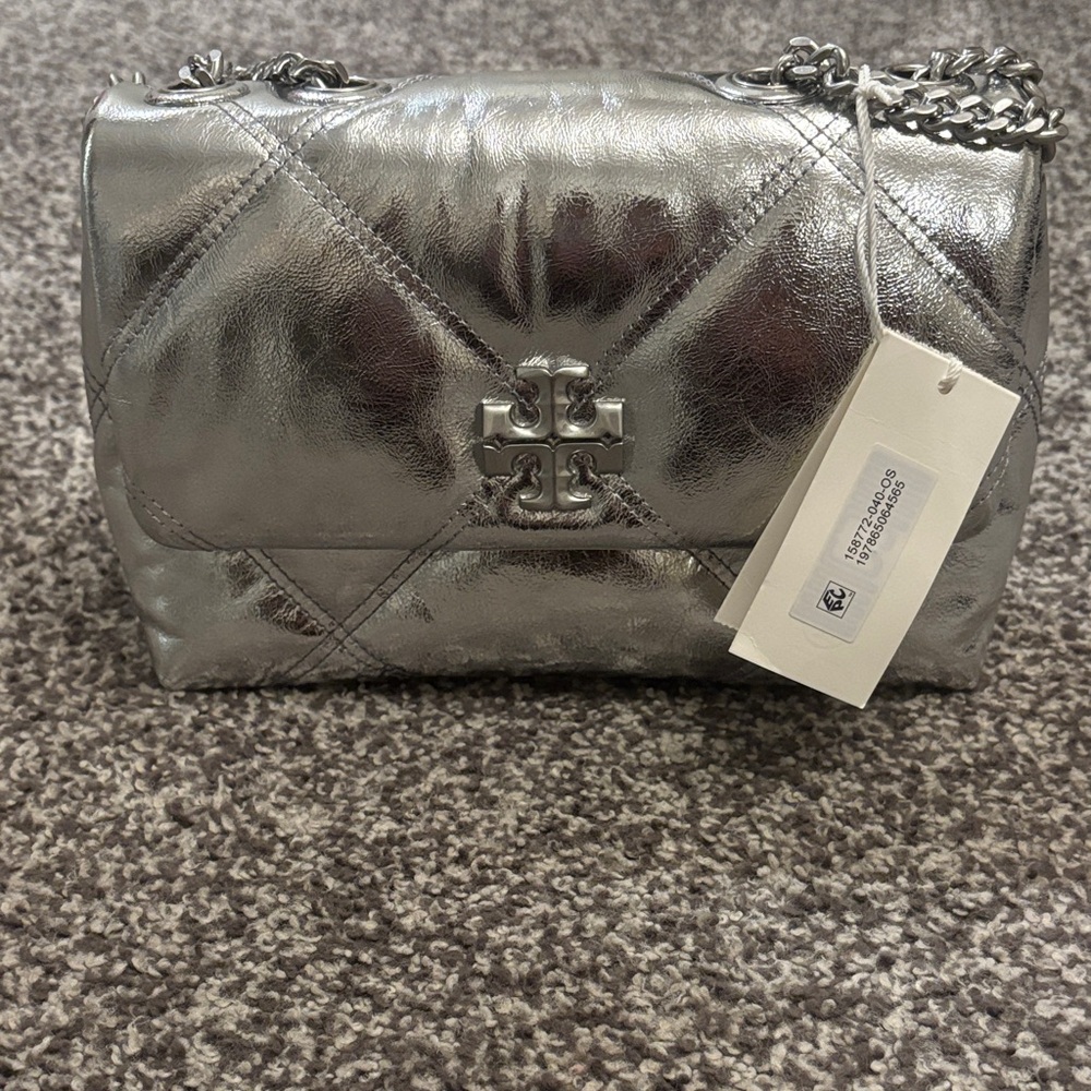 Tory Burch Metallic Silver Shoulder Bag